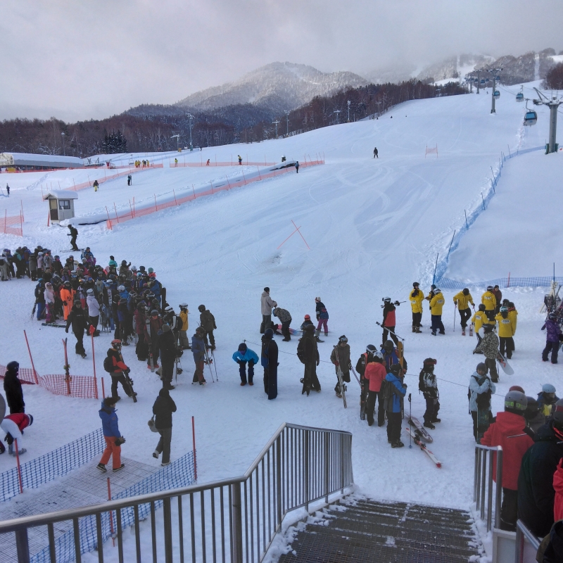 Eager crowd waiting to get to the top