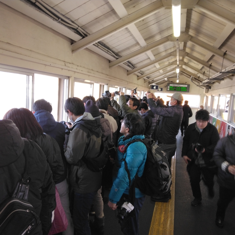 The walkway above the tracks were also popular